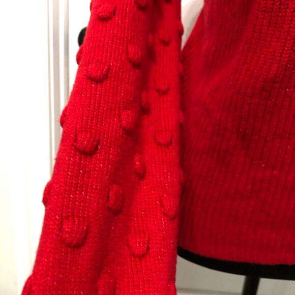 Cece Womens‎ Sweater Size Small Red Bobble Detail Ribbed Crew Neck Pullover NWT - Picture 4 of 10